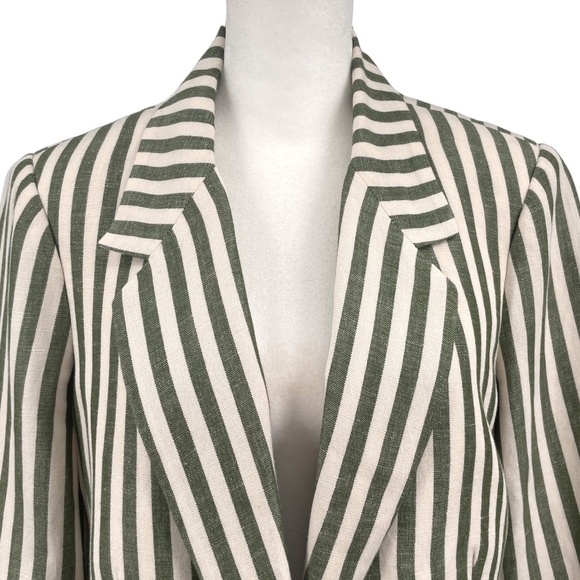 L'AGENCE Scout Striped Blazer, Olive/Cream, Size 8 - Picture 2 of 13